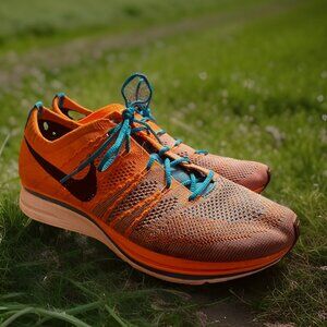Excellent Nike Flyknit Trainer Orange Turquoise Black Mens 9 US 42.5 EUR 8 UK